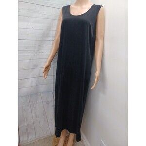 Vtg Carolina Colours Black Velvet Maxi Dress Sleeveless Sz 16
